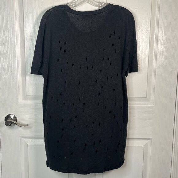 IRO Clay Black Distressed Tshirt Sz XL Linen Holes - Picture 7 of 12